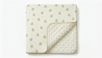 Baby Muslin Cotton Blanket, Dinosaur Print, Soft Dot Minky Backing, Newborn Crib Quilt