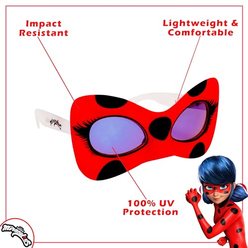 Sun-Staches Miraculous Ladybug Sunglasses Costume Accessory, Uv400 Lenses, Accessory Or Party Favor, One Size Fits Most, Red Fra