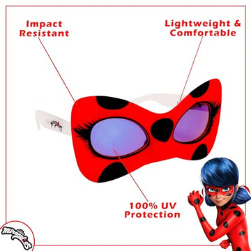 Sun-Staches Miraculous Ladybug Sunglasses Costume Accessory, Uv400 Lenses, Accessory Or Party Favor, One Size Fits Most, Red Fra