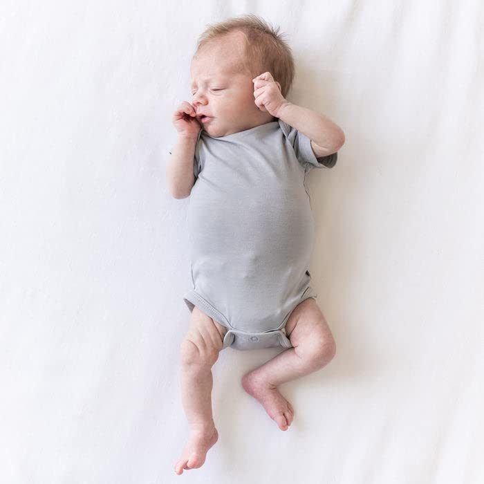 Kyte Baby Short Sleeve Unisex Baby Bodysuits, Rayon Made From Bamboo Material (3-6 Months, Storm)