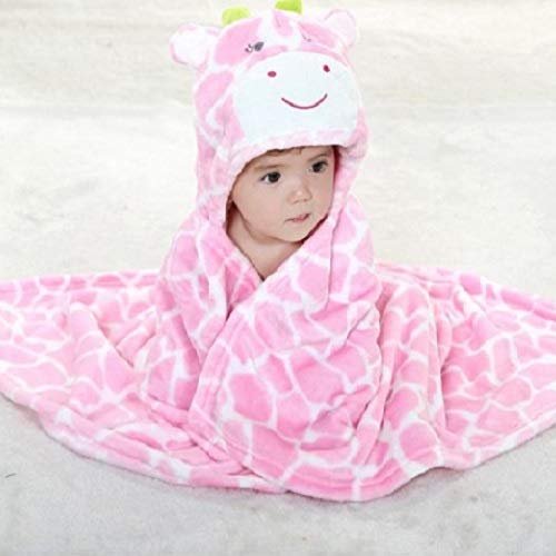 Vauwmsr Baby Hooded Blanket Ultra Soft Warm Newborn Infant Swaddle Wrap Bath Shower Towel, 25.6' X 39.4', Pink