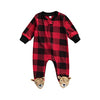 Newborn Baby Girl Boy Christmas Buffalo Plaid Footie Romper One Piece Zipper Sleeper Clothes (Plaid Zipper Footie B, 0-3 Months)