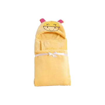 Bumtum Baby Soft Cotton Hooded Bath Towel | Ultra Absorbent | For Newborn, Infant Boys And Girls (Yellow)