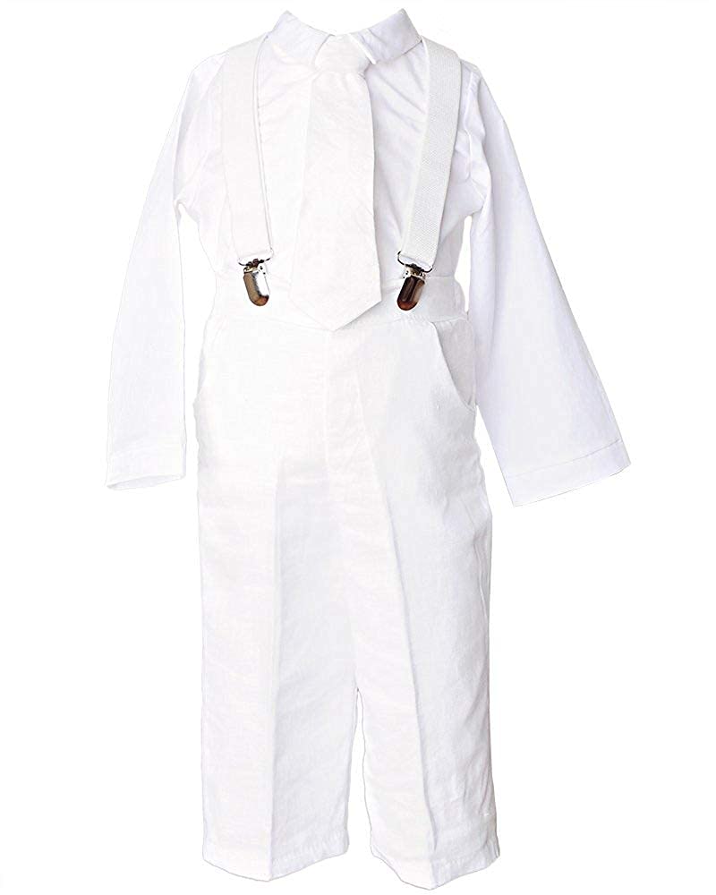 One Small Child Landen 3M Baby Suspender Outfit White