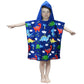Kids Dinosaur Hooded Beach Towel Poncho, Blue, Cotton Terry