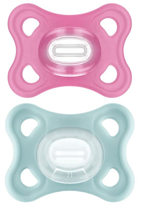 Mam Comfort Pacifiers, Newborn Pacifiers (2 Pack) 3-6 Months, Best Pacifier For Breastfed Babies, Girl Silicone