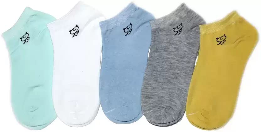 Faton WomenS Cotton Ankle Length No Show Low Cut Socks Multicolor Free Size 5 Pair
