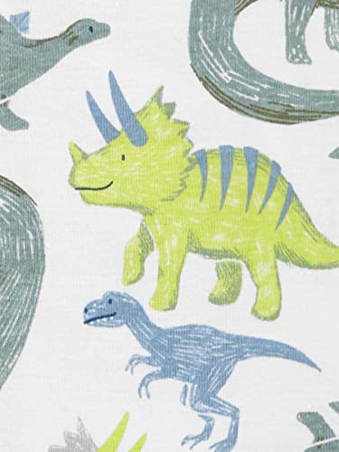 Simple Joys By Carter'S Baby Boys' 3-Pack Snug Fit Footless Cotton Pajamas, Blue Stripe/Green Trucks/White Dinosaur, 6-9 Months
