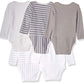 Hanes Baby Long Sleeve, Ultimate Flexy Bodysuits Boys & Girls, 5-Pack, Grey Stripe, 6-12 Months