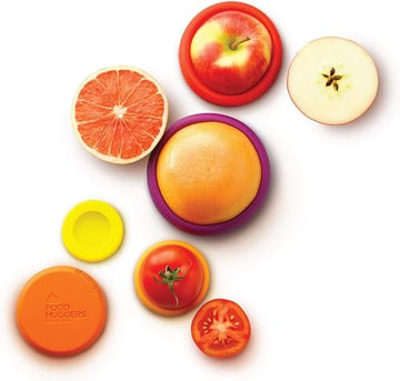 Food Huggers 5Pc Reusable Silicone Food Savers  Bpa Free & Dishwasher Safe  Fruit & Vegetable Produce Storage For Onion, Tomato,