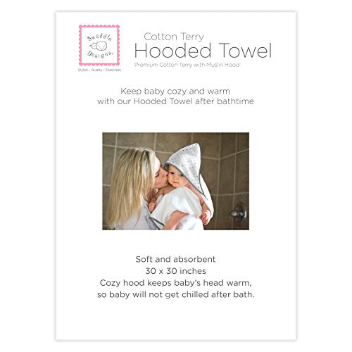 Swaddledesigns Cotton Terry Baby Hooded Towel, Tiny Triangle Shimmer, Blue