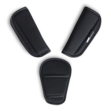 3 Pieces Baby Stroller Car Seat Strap Covers And Crotch Pad Combo Black, Soft Seat Belt Strap Covers Universal For Newborns Infa