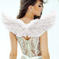 Gejoy 2 Pieces Angel Feather Floating Wings Halloween Costume With Elastic Straps For Women Adults Cosplay(23.62 X 15.75 Inch,Wh
