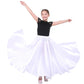 Sancan Long Full Ankle Length Satin Flowy Folkloric Latin Belly Dance Umbrella Skirt For Girls 8-12 Years (White)