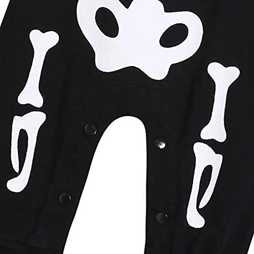 Singcoco Halloween Baby Boys Girls Skull Skeleton Costume Romper With Hat (Black, 12-18 Months)