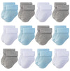 Rative Newborn Thick Terry Turn Cuff Socks For Baby Boy And Girl (0-3 Months, 4White+4Grey+4Blue)