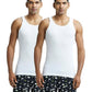 Jockey 8823 Mens Super Combed Cotton Rib Round Neck Sleeveless Vest with Stay Fresh Properties (Pack of 2)_White_M