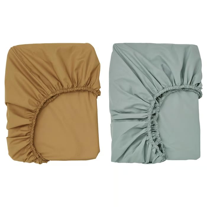 stoRk The GULDVVARE Series, 100% Cotton, Soft and Thick, for Newborns (Fitted Sheet for cot, Dark Yellow/Blue, 60x120 cm)