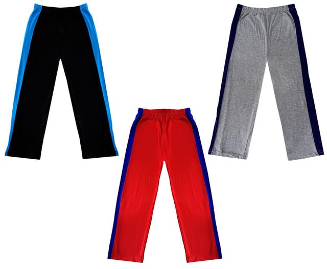 Girls Solid Cotton Side Patta Regular Pyjamas Lower (Pack of 3) Grey::Red::Black