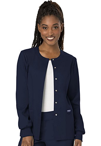 Snap Front Scrub Jackets For Women, Workwear Revolution Soft Stretch Plus Size Ww310, 5Xl, Navy