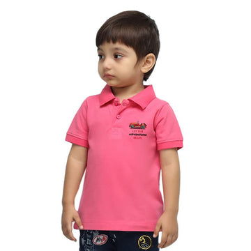 Nusyl Red Car Printed Bubblegum Pink Infants Polo TShirt  Nuicpth0170