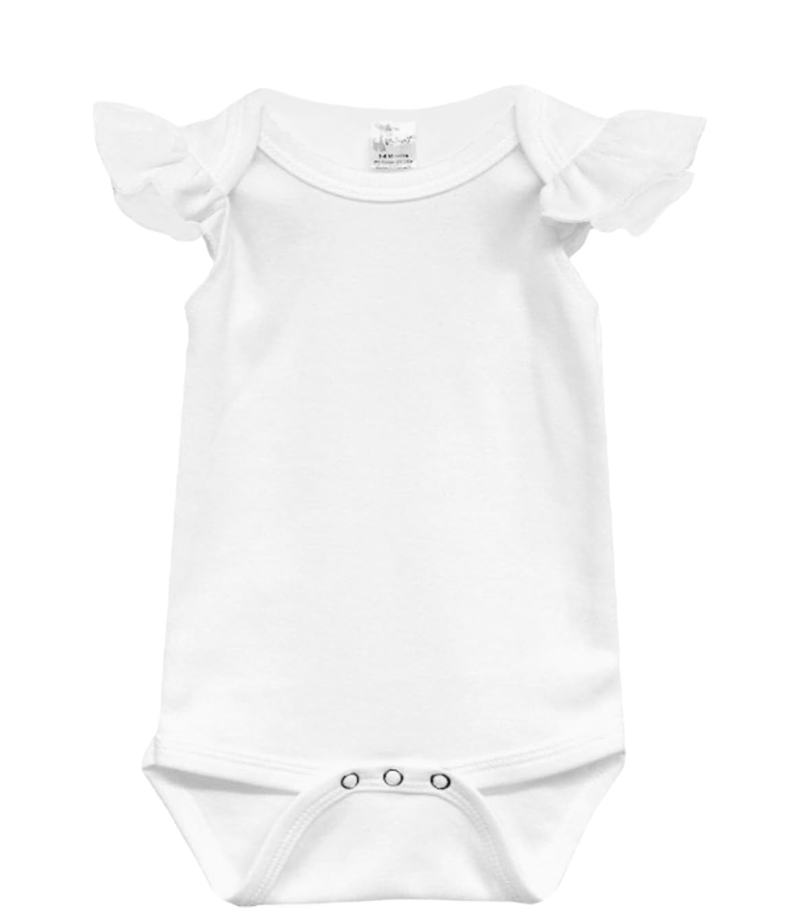 Laughing Giraffe Baby Girl Blank Flutter Short Sleeve One Piece Bodysuit White (0-3 Months)