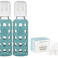 Lifefactory 9Oz Glass Baby Bottle 2Pk Bundle With 2 Stage 3 Nipples (Kale/Kale)