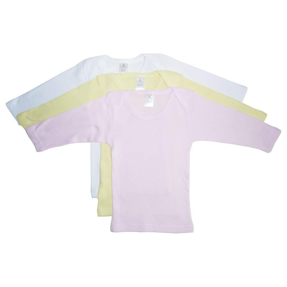 Bambini Girls Pastel Variety Long Sleeve Lap T-Shirts - Newborn - Pink/Yellow/White