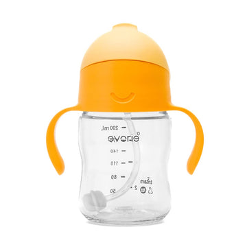 Evorie Tritan Weighted Straw Sippy Cup With Handles For Baby And Toddlers 6 Months Up, 7 Oz Soft Silicone Straw Infant First Tra