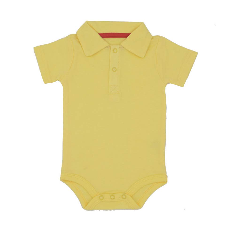 Teach Leanbh Baby Boys Pure Color Cotton Short Long Sleeve Polo Bodysuit 3-24 Months (Yellow, 24 Months)