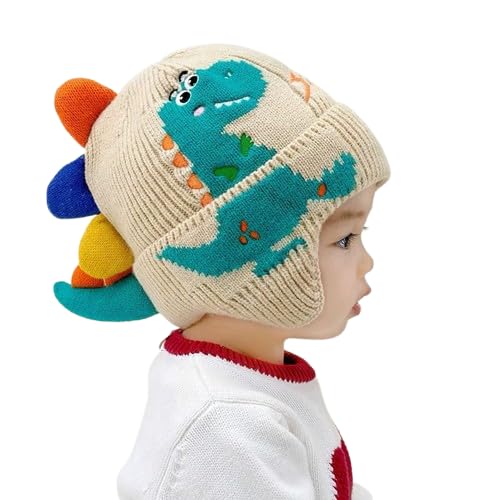 Maaghi Dino Cap For Baby Boys & Girls | Soft Knitted Winter Beanie With Ear Cover | Cute Dinosaur Design | Warm & Comfortable Ca