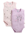 BUMZEE Baby Girls Cotton Sleeveless Graphic Print Bodysuit Pack of 2 Lilac & Pink  New Born (Peb11211Alic)