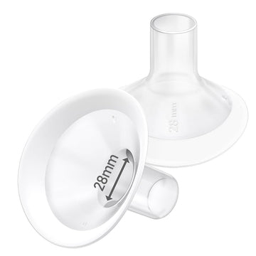 2pcs 28mm Soft Rim Flanges with 106 Degree Wider Opening Angle for Medela Breast Pump, PersonalFit, Freestyle, Maxflow, Freestyl
