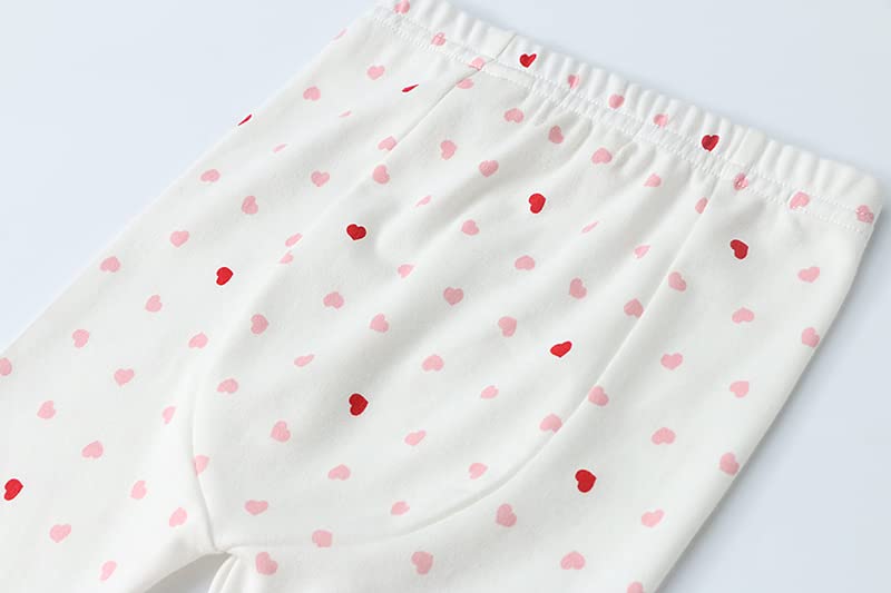 Owlivia 100% Organic Cotton Baby Long Sleeve Pajama Sets, Toddler Boy Girl 2-Piece Sleepwear(6 Years, Pink Heart)