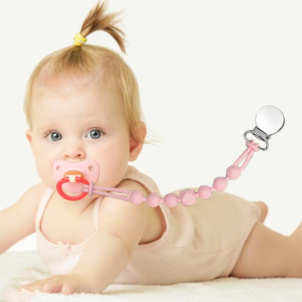 Pacifier Clips For Boys - Moribox Silicone Paci Clip Teething Relief With One Piece Baby Binky Holder For Shower Birthday Gift 4
