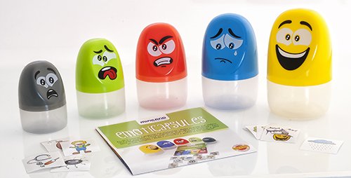 Miniland Emoticapsules. Multicolor and Funny Toy which Represent The Basic Emotions and Invite Children from 2 to 6 Years to Rec