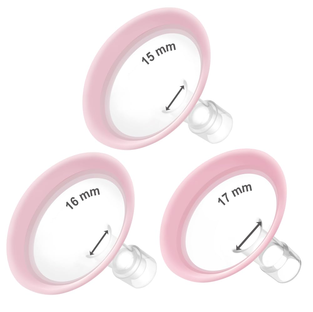 Maymom MyFit Flanges Pano Goldie Pack 15 16 17 mm Compatible with Medela Breast Pumps and Maymom Wide Base and Narrow Base Conne