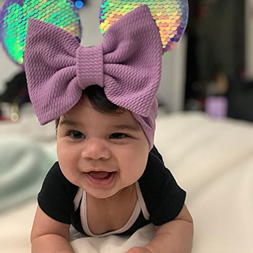 Clgift Minnie Ears Baby/Toddler Headband, Minnie Baby Ears, Minnie Ears Baby Headband, Toddler Headband (Reversible Purple)