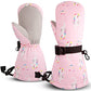 Bavst Winter Kids Waterproof Gloves For Boys Girls Snow Ski Toddler Baby Mittens Outdoor For Infant Teens 1-5T (N-Pink Sea Horse