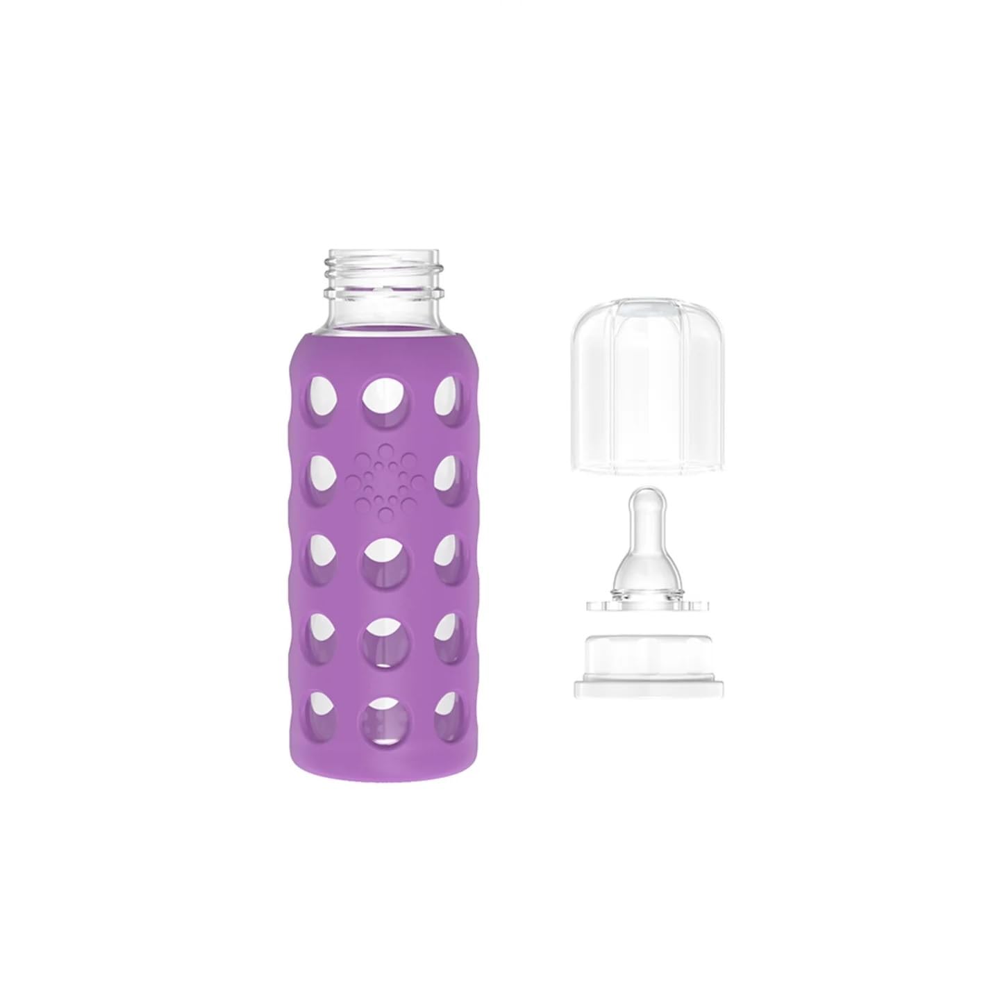 Lifefactory Glass Baby Bottle With Stage 2 Nipple And Protective Silicone Sleeve Grape 9 Oz (Lf110021C4)