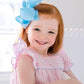 Wee Ones Girls' Classic Grosgrain Moonstitch Edge Hair Bow On A Weestay Hair Clip, Medium, Red With Green Trim