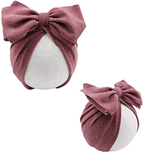 Jiahang Baby Girl Velvet Big Hair Bow Turban Hat Oversized Bowknot Head Wrap Beanie India Cap Warm For Infant Toddlers 6Pcs(Bowk