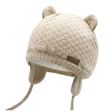 Duoyeree Kids Baby Hat Soft Warm Cable Knit Beanie Toddler Girl Fall Winter Hats(Apricot,0-6 Months)