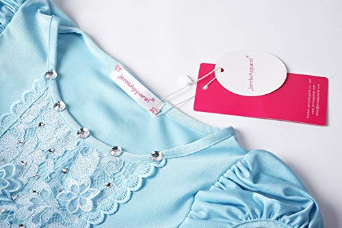 Jerrisapparel Girls Princess Costume Puff Sleeve Fancy Birthday Party Dress Up (7, Blue With Accessories)