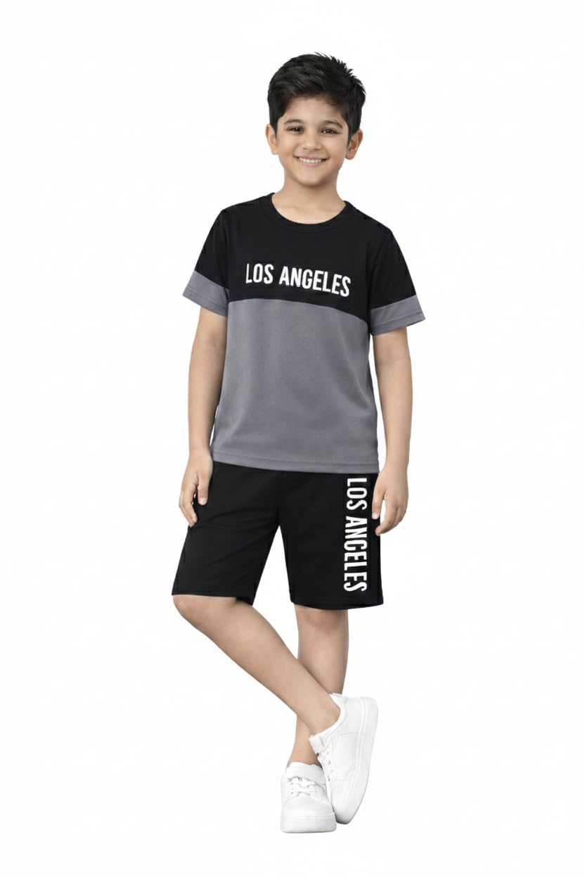 KEESOR Round Neck Tshirt with Shorts | Boys Casual Tshirt Shorts Set (11_12 YEARS)