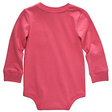Carhartt Long-Sleeve Pocket Bodysuit, Pink Lemonade, 24 Months