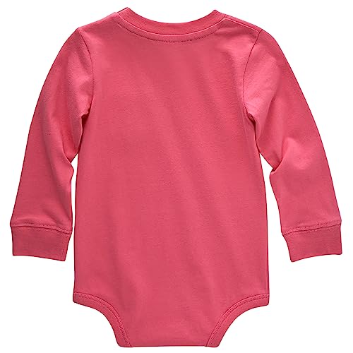 Carhartt Long-Sleeve Pocket Bodysuit, Pink Lemonade, 9 Months