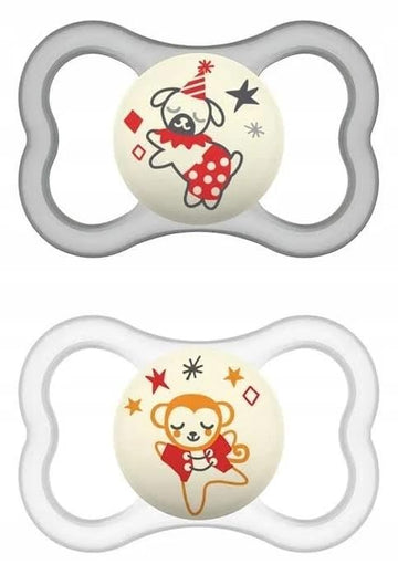 Mam Air Night & Day Baby Pacifier, For Sensitive Skin, Glows In The Dark, 2 Pack, 6-16 Months, Neutral