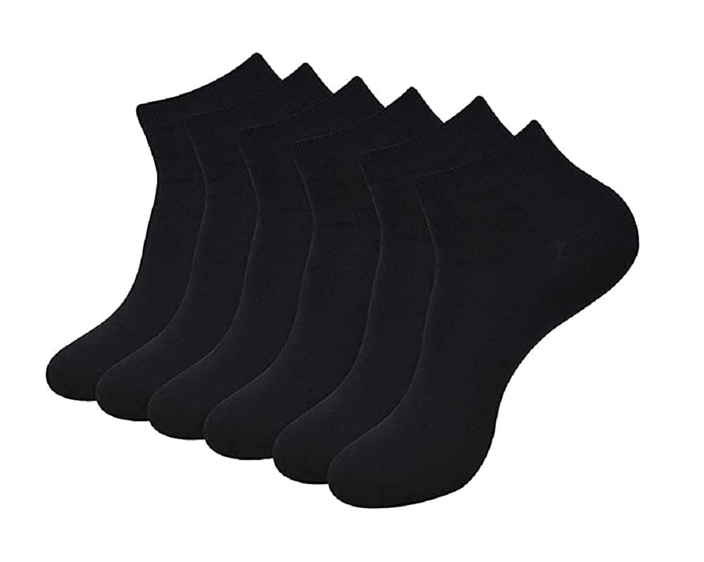 Golurk Unisex Ankle Length Cotton & Spandex Socks (Pack Of 6 : Free Size : Black Color)