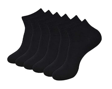 Golurk Unisex Ankle Length Cotton & Spandex Socks (Pack Of 6 : Free Size : Black Color)
